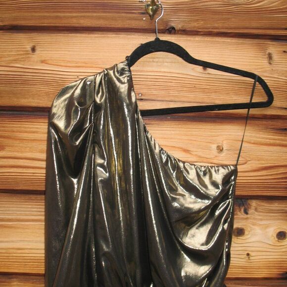 Misa One Shoulder Body Suit Gold Lame - Picture 6 of 11
